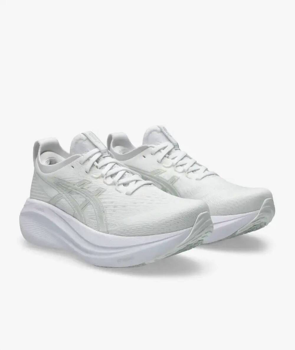 NEW ASICS women's gel-nimbus 27 running shoes in white/glacier grey